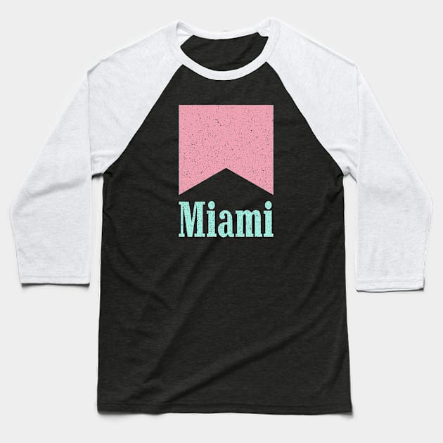 Light Up Miami - Distressed Logo Baseball T-Shirt by Eric Sylvester